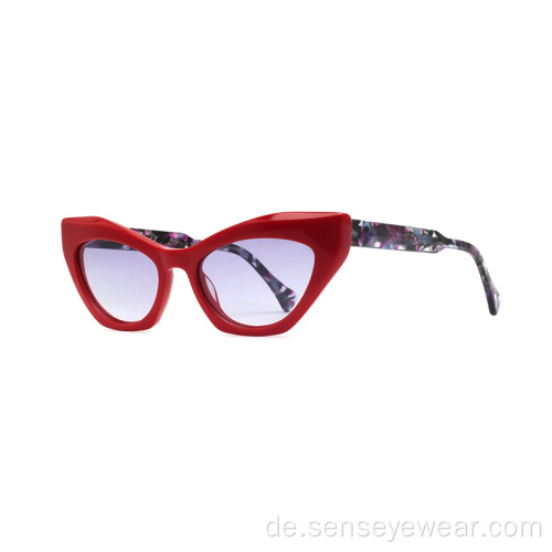 Frauen UV400 Acetat polarisierte Katzenauge Sonnenbrille